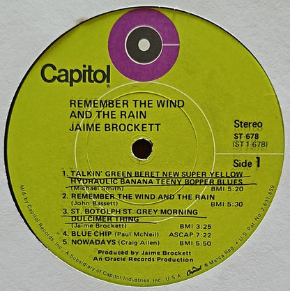 Jaime Brockett : Remember The Wind And The Rain (LP, Album, RE, Los)