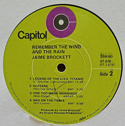 Jaime Brockett : Remember The Wind And The Rain (LP, Album, RE, Los)