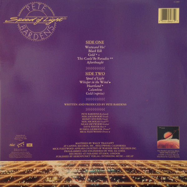 Peter Bardens : Speed Of Light (LP, Album, All)