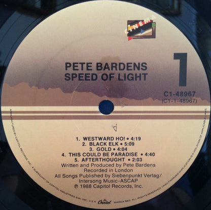 Peter Bardens : Speed Of Light (LP, Album, All)