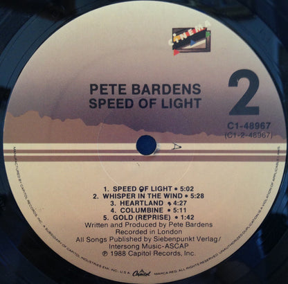 Peter Bardens : Speed Of Light (LP, Album, All)