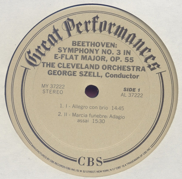 Ludwig van Beethoven - George Szell, The Cleveland Orchestra : Eroica Symphony No. 3 (LP, RE)