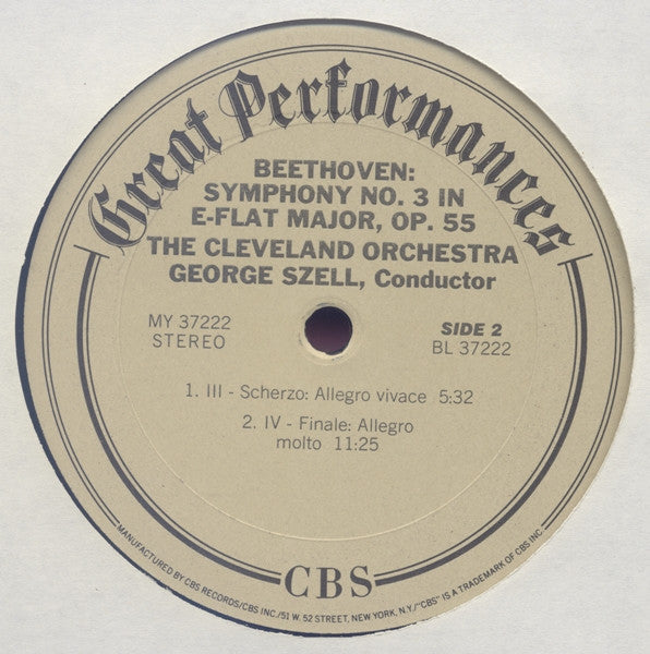 Ludwig van Beethoven - George Szell, The Cleveland Orchestra : Eroica Symphony No. 3 (LP, RE)