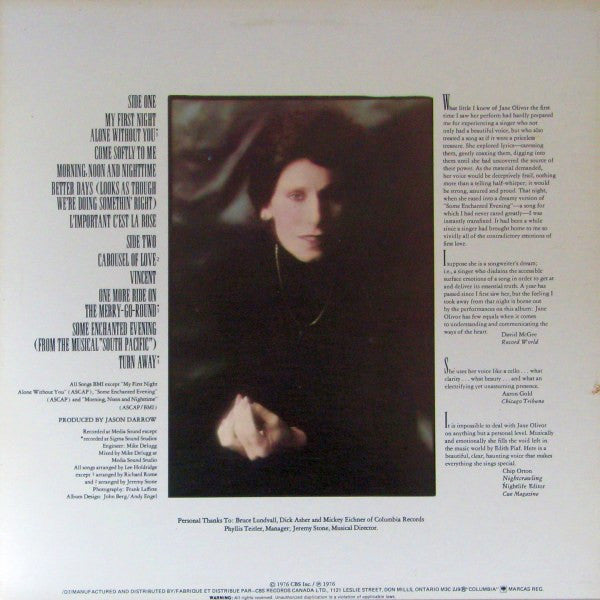 Jane Olivor : First Night (LP, Album, RE)