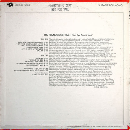 The Foundations : Baby, Now That I've Found You (LP, Album, Glo)