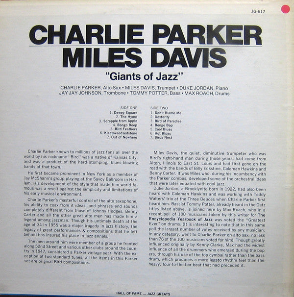 Buy Charlie Parker - Miles Davis : Giants Of Jazz (LP, Comp Buy Charlie Parker - Miles Davis : Giants Of Jazz (LP, Comp