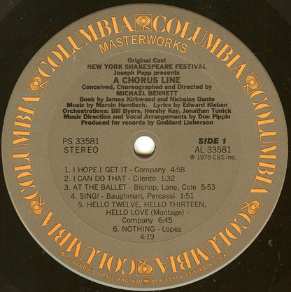 "A Chorus Line" Original Broadway Cast : A Chorus Line - Original Cast Recording (LP, Album, Gat)