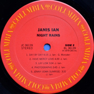 Janis Ian : Night Rains (LP, Album, Pit)