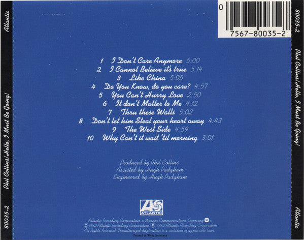 Phil Collins : Hello, I Must Be Going! (CD, Album, Tar)