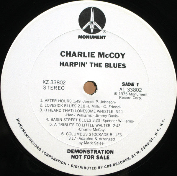 Charlie McCoy : Harpin' The Blues (LP, Album, Promo)