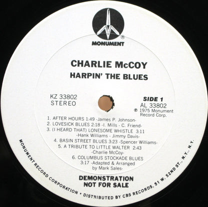 Charlie McCoy : Harpin' The Blues (LP, Album, Promo)
