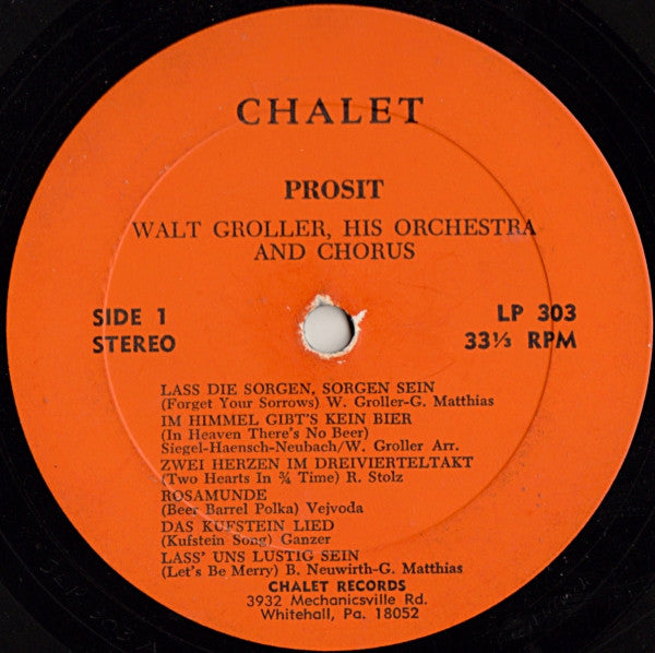 Walt Groller And His Orchestra : Prosit (LP, Album)