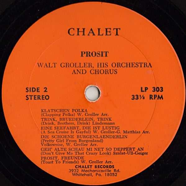 Walt Groller And His Orchestra : Prosit (LP, Album)