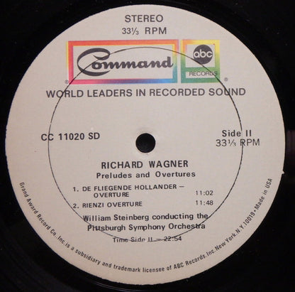 Richard Wagner - William Steinberg, The Pittsburgh Symphony Orchestra : Preludes And Overtures (LP, Album, Gat)