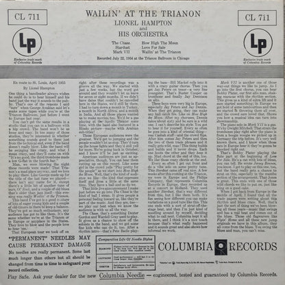 Lionel Hampton And His Orchestra : Wailin' At The Trianon (LP, Album, Mono, Hol)