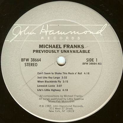 Michael Franks : Previously Unavailable (LP, Album, RE, Gat)