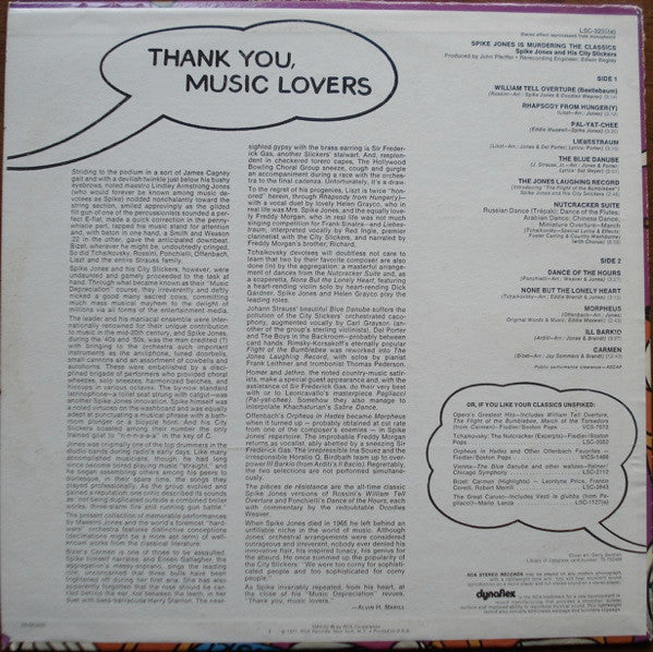 Spike Jones And His City Slickers : Spike Jones Is Murdering The Classics (LP, Comp, Roc)