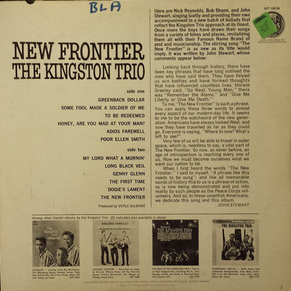 Kingston Trio : New Frontier (LP, Album, Scr)