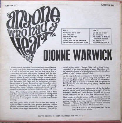 Dionne Warwick : Anyone Who Had A Heart (LP, Album, Mono)