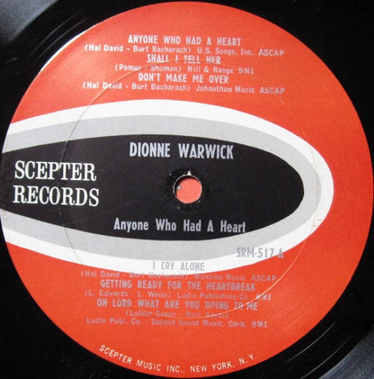 Dionne Warwick : Anyone Who Had A Heart (LP, Album, Mono)