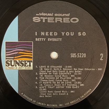 Betty Everett : I Need You So (LP, Comp)