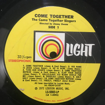 Jimmy & Carol Owens Featuring Pat Boone : Come Together (A Musical Experience In Love) (LP, Album)