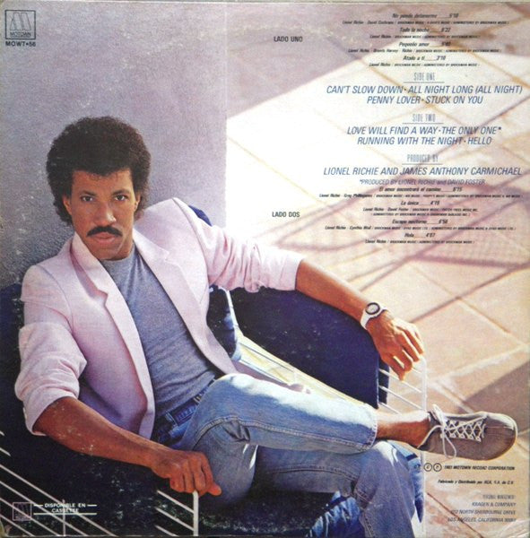 Lionel Richie : Can't Slow Down (LP, Album, Gat)