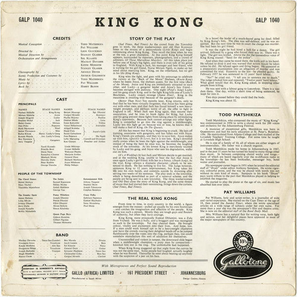 The King Kong Cast : King Kong - All African Jazz Opera (LP, Album, Mono, Bur)