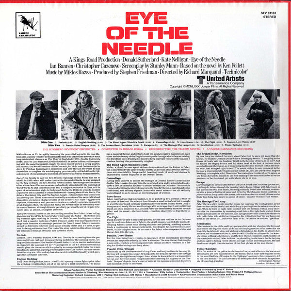 Miklós Rózsa : Eye Of The Needle (Original Motion Picture Score) (LP)