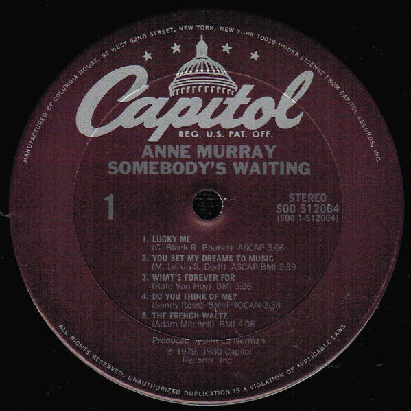 Anne Murray : Somebody's Waiting (LP, Album, Club, CRC)