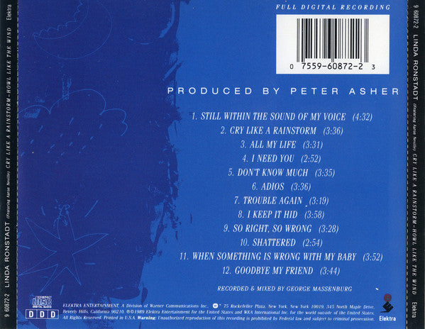 Linda Ronstadt Featuring Aaron Neville : Cry Like A Rainstorm - Howl Like The Wind (CD, Album)