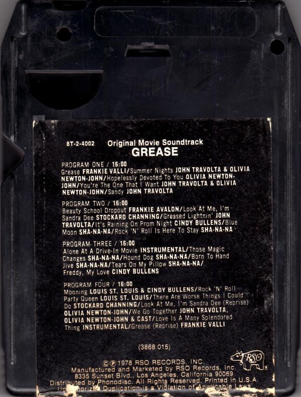 Various : Grease (The Original Soundtrack From The Motion Picture) (8-Trk, Album)