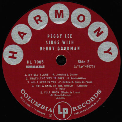 Peggy Lee And Benny Goodman : Peggy Lee Sings With Benny Goodman (LP, Comp, Mono)