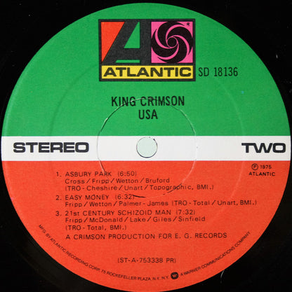 King Crimson : USA (LP, Album, Pre)