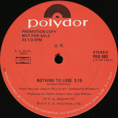 UK (3) : Nothing To Lose (12", Promo)