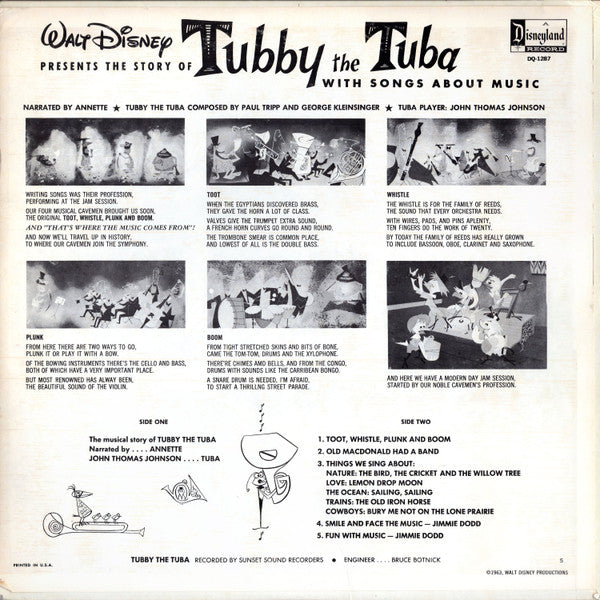 Annette (7) : The Musical Story Of Tubby The Tuba (Songs For Children About Music) (LP, Album)