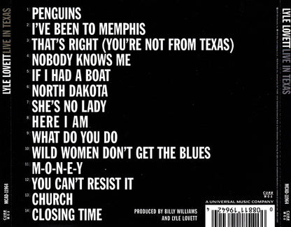 Lyle Lovett : Live In Texas (CD, Album)