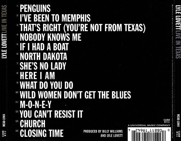 Lyle Lovett : Live In Texas (CD, Album)