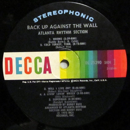 Atlanta Rhythm Section : Back Up Against The Wall (LP, Album, Glo)