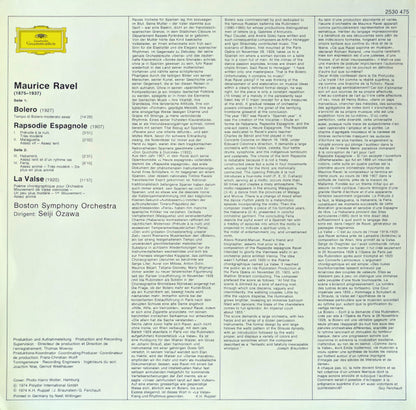 Maurice Ravel – Boston Symphony Orchestra · Seiji Ozawa : Bolero / La Valse / Rapsodie Espagnole (LP)