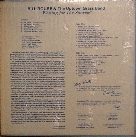 Bill Rouse & The Uptown Grass Band Featuring Special Guest Akira Otsuka : Waiting For The Sunrise (LP, Album)