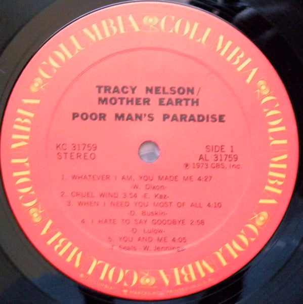 Tracy Nelson / Mother Earth (4) : Poor Man's Paradise (LP, Album, Pit)