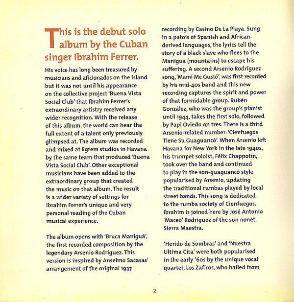 Ibrahim Ferrer : Buena Vista Social Club Presents Ibrahim Ferrer (CD, Album)