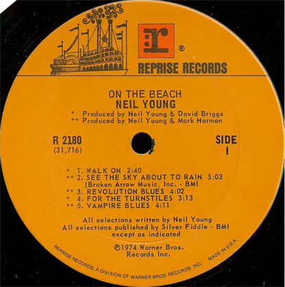 Neil Young : On The Beach (LP, Album, Ter)