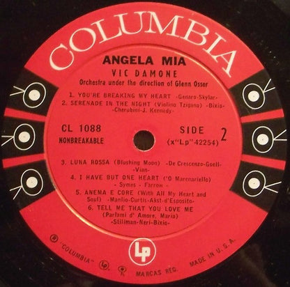 Vic Damone : Angela Mia (LP, Album, Mono)