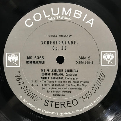 Nikolai Rimsky-Korsakov - The Philadelphia Orchestra, Eugene Ormandy, Anshel Brusilow : Scheherazade (LP, Album)