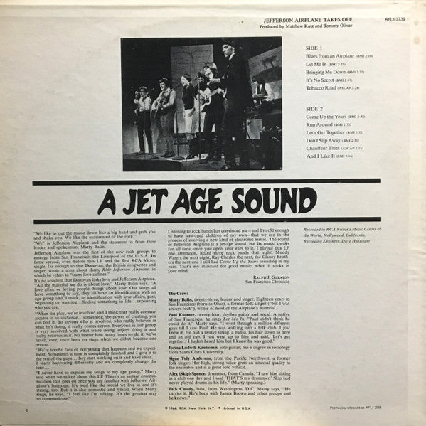 Jefferson Airplane : Jefferson Airplane Takes Off (LP, Album, RE)