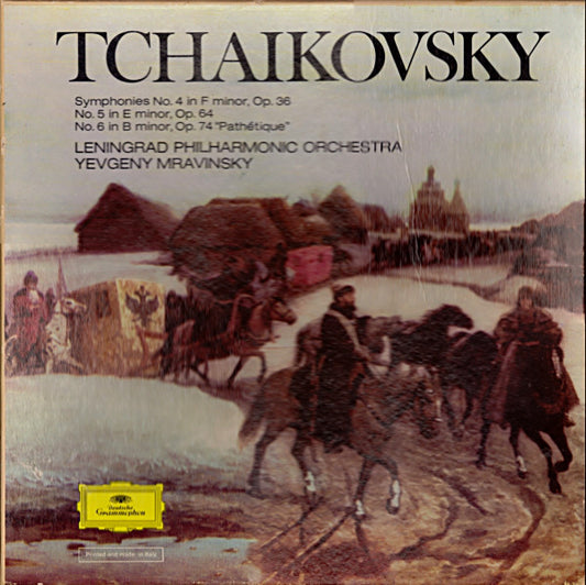 Tchaikovsky*, Yevgeny Mravinsky*, Leningrad Philharmonic Orchestra : Symphonies No. 4 In F Minor, Op.36 / No. 5 In E Minor, Op. 64 / No. 6 In B Minor, Op. 74 "Pathétique" (4xLP, RE + Box, Comp, Club, RE)