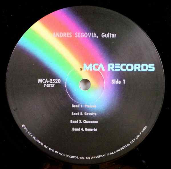 Andrés Segovia / Johann Sebastian Bach And Other Works By Fernando Sor, Felix Mendelssohn-Bartholdy, Heitor Villa-Lobos, Joaquín Rodrigo : Bach: Chaconne (LP, Album, RE)