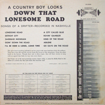 Earl Cupit And Bobby Bond : A Country Boy Looks Down That Lonesome Road (LP, Album)